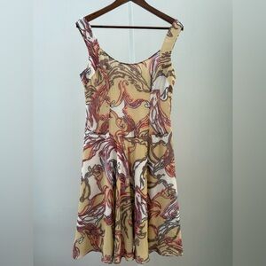 LUCA LUCA Multicolor Print 100% Silk Sleeveless A-Line Dress Size 44 (M)
